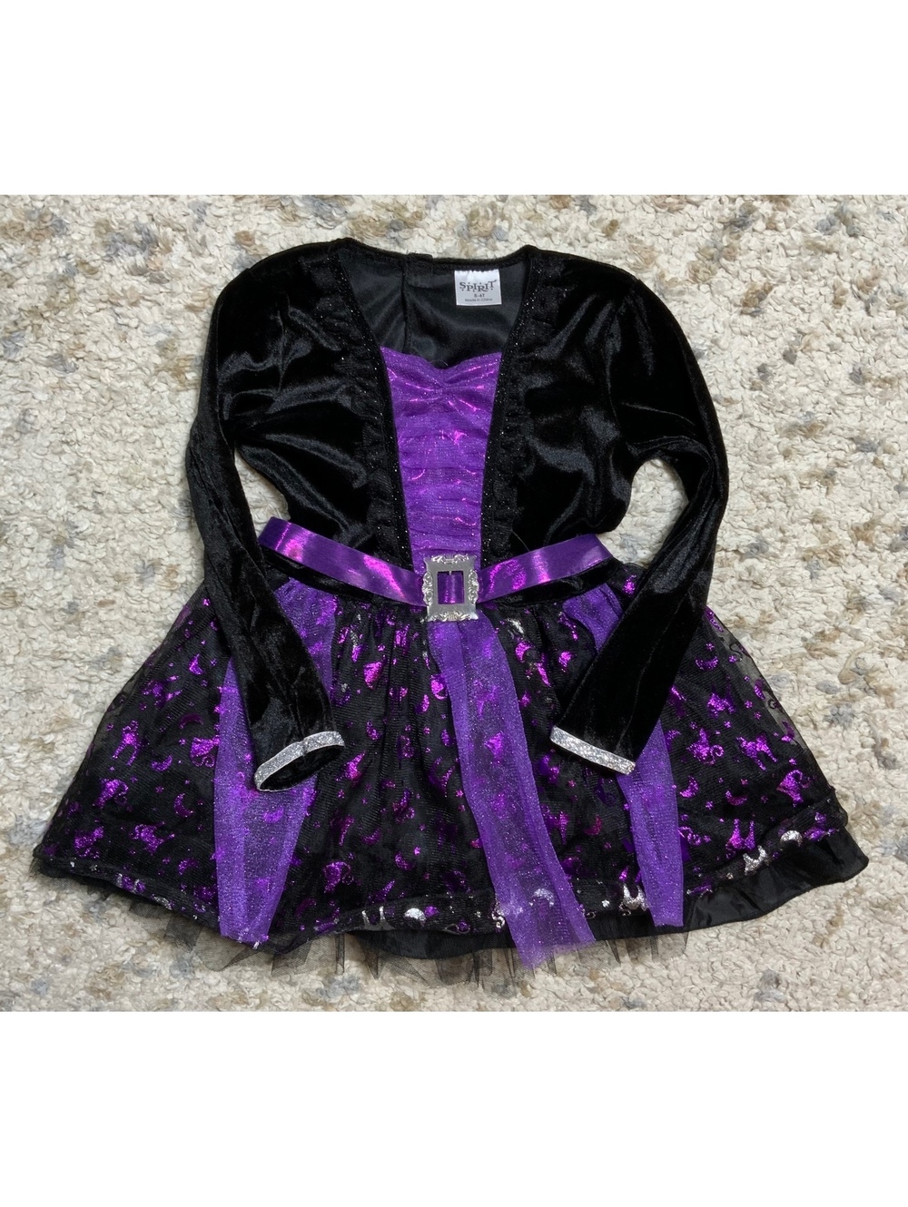 Spirit Purple and Black Velvet Witch Dress Costume for Girls Size 5-6T